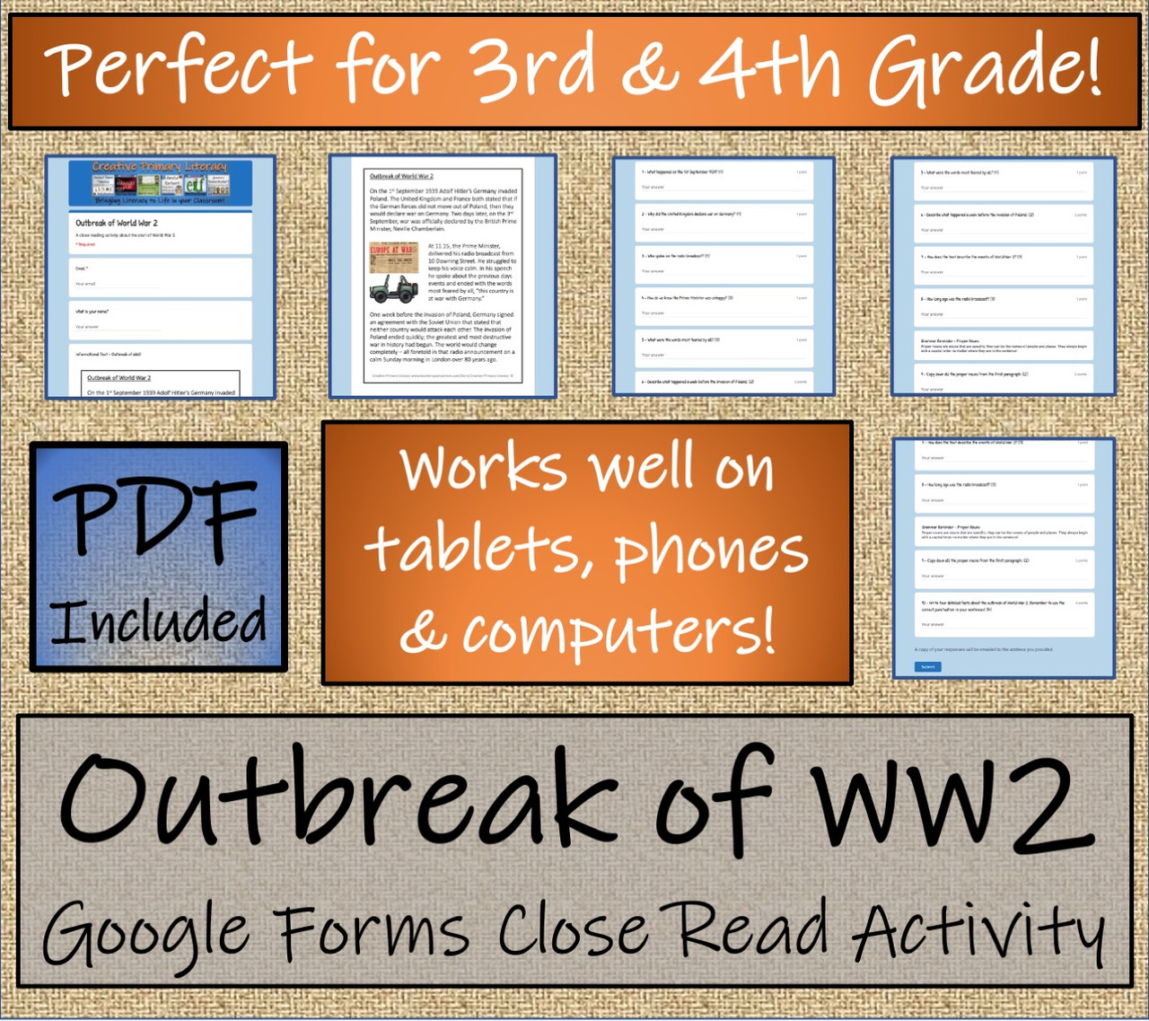 Outbreak of World War 2 Close Reading Activity Digital & Print | 3rd & 4th Grade