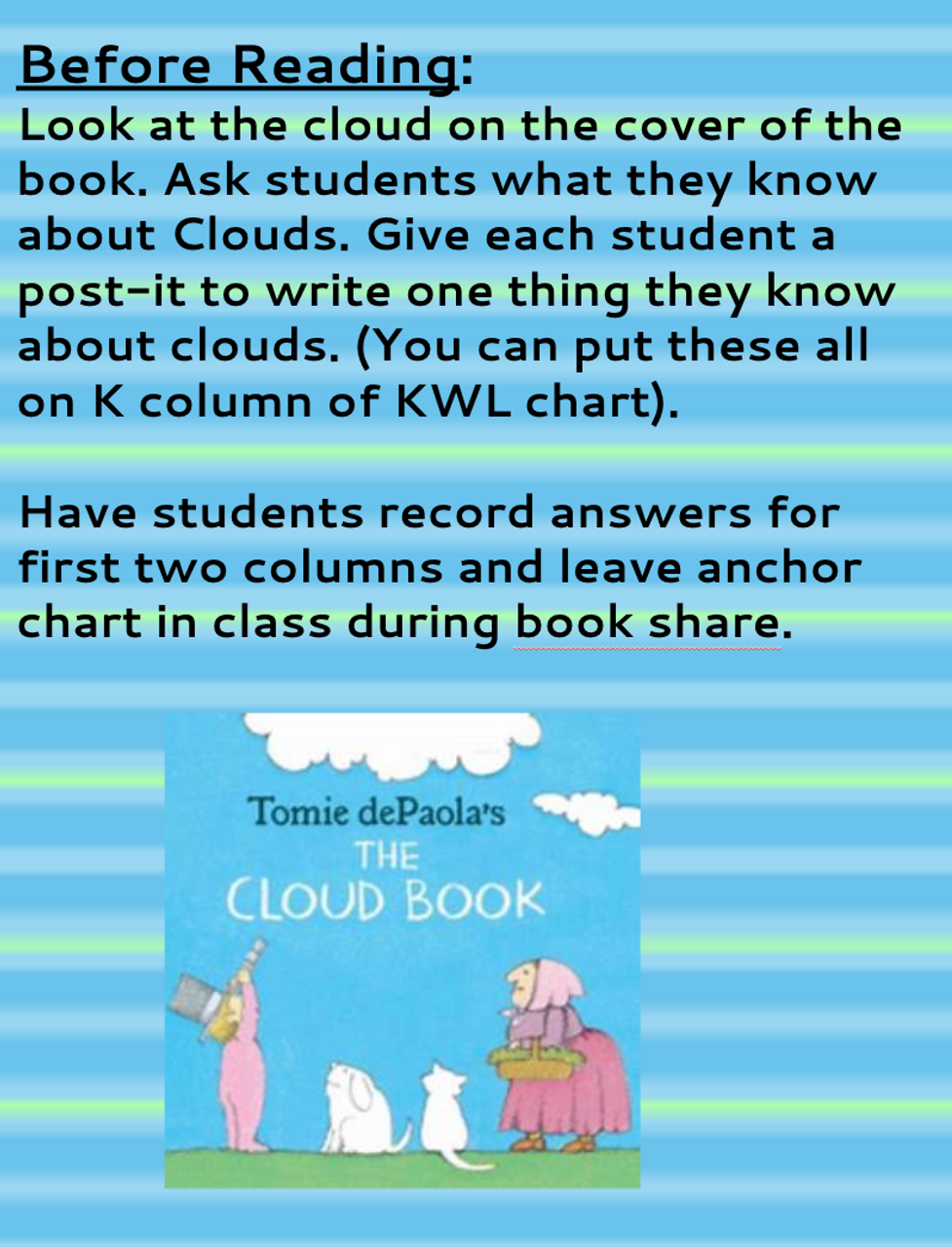 THE CLOUD BOOK BY TOMIE dePAOLA READING & ACTIVITY PACK