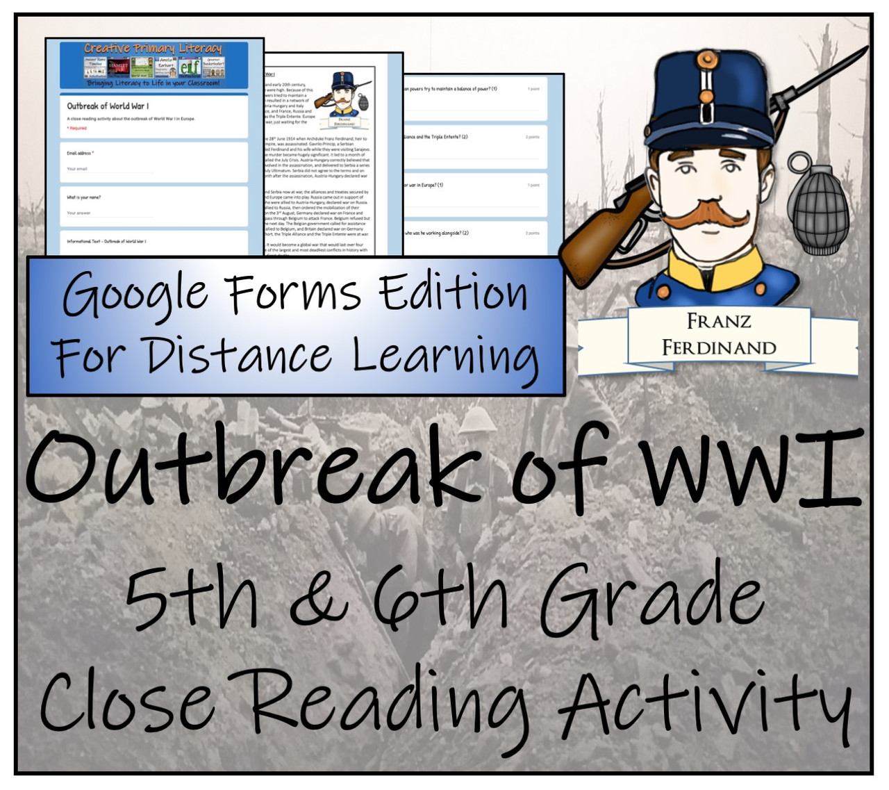 World War I Outbreak Close Reading Activity Digital & Print | 5th & 6th Grade