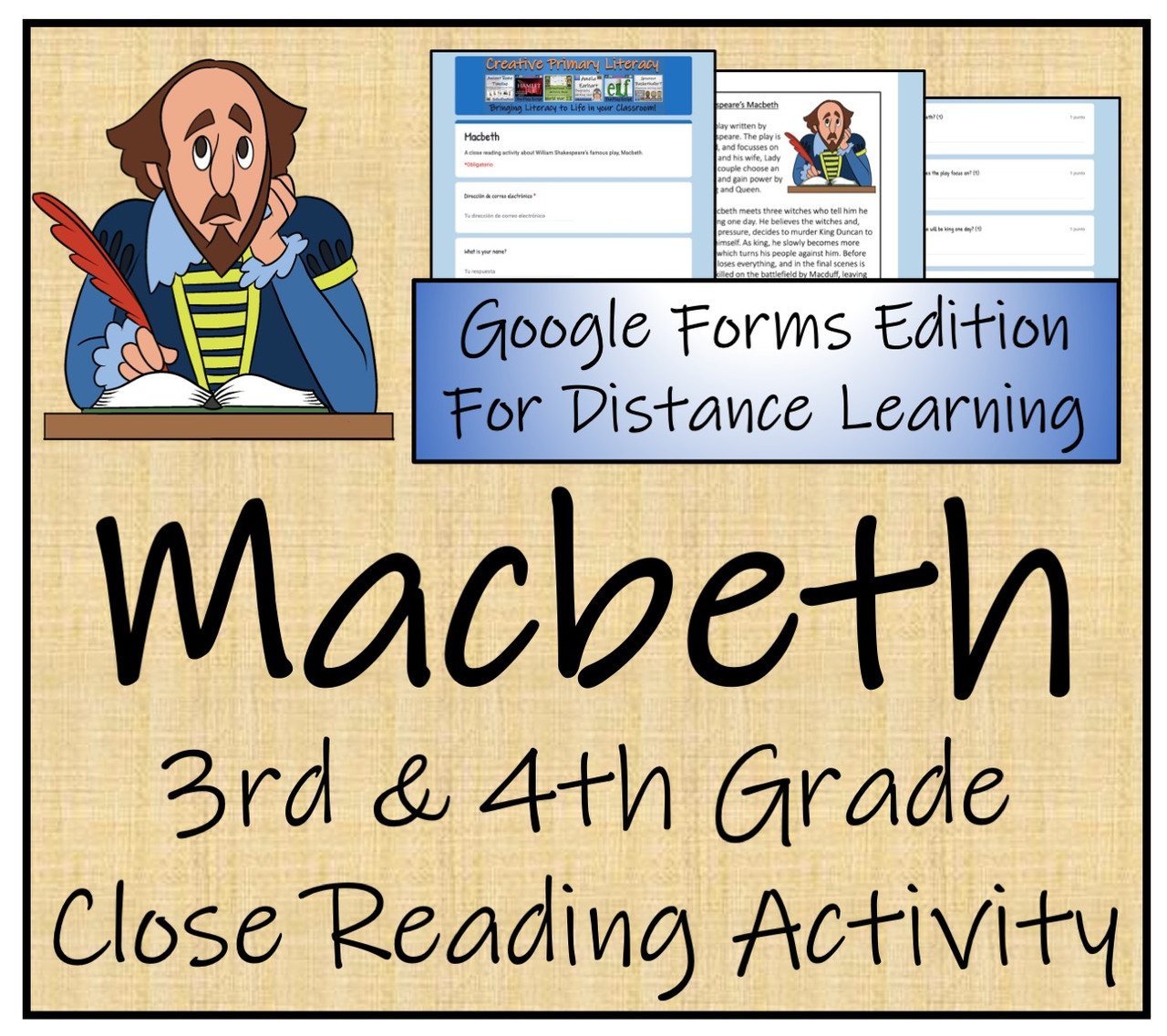 Macbeth Close Reading Activity Digital & Print | 3rd Grade & 4th Grade