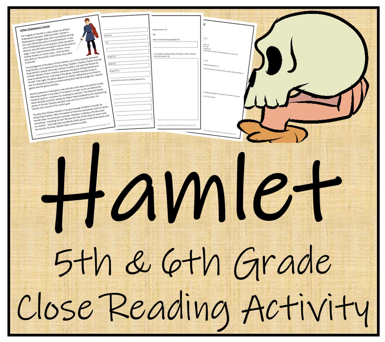 William Shakespeare's Hamlet Close Reading Activity | 5th Grade & 6th Grade