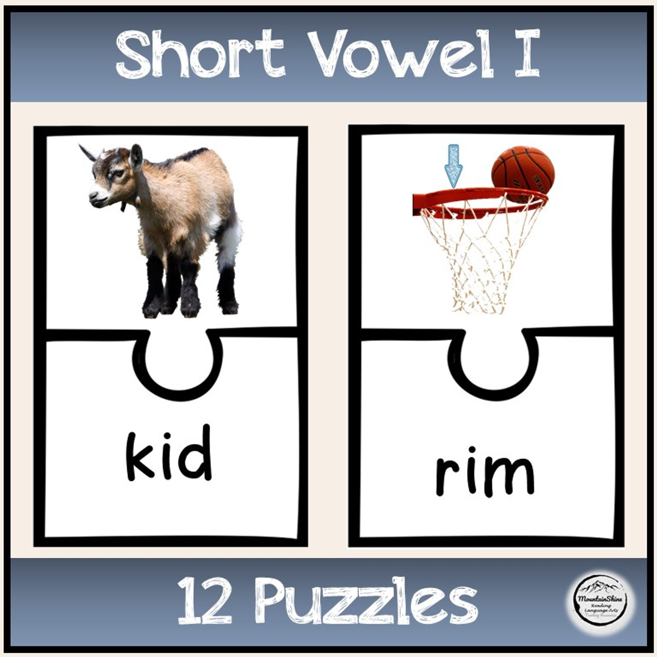 CVC Short Vowel I Bundle Make-A-Word, Puzzles, Worksheets & Flashcards