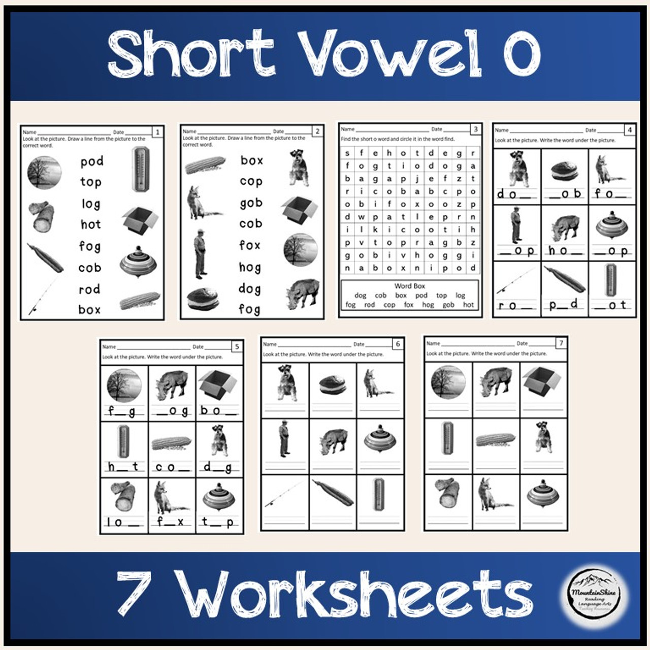 Short Vowel O Bundle Make-A-Word, Puzzles, Worksheets & Flashcards