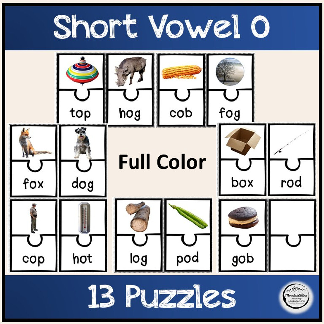 Short Vowel O Bundle Make-A-Word, Puzzles, Worksheets & Flashcards