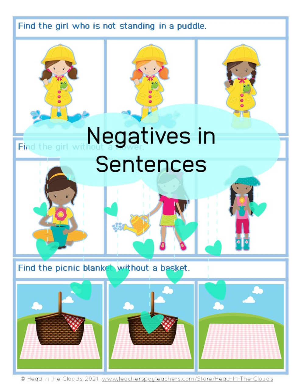 Negatives in Sentences - Spring Set