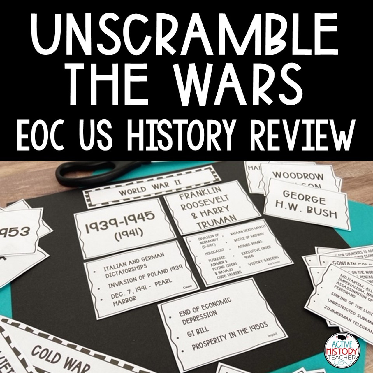 US History EOC Review Unscramble the Wars Activity
