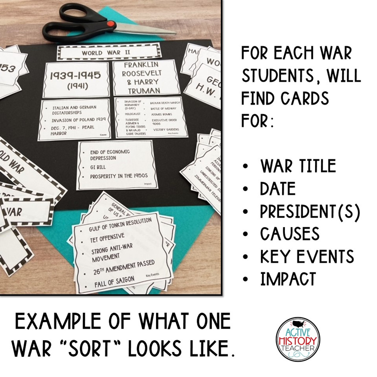 US History EOC Review Unscramble the Wars Activity