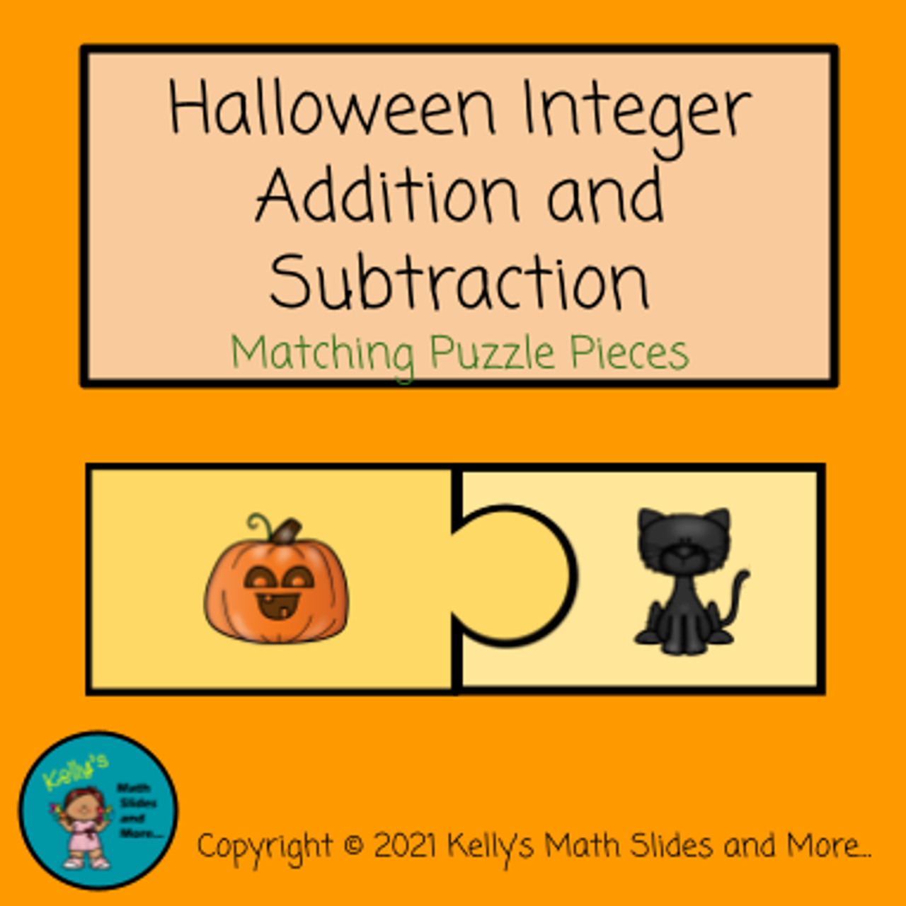 Halloween Integer Addition and Subtraction Matching Puzzle