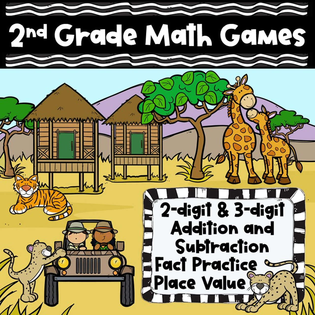 2nd Grade Math Games - Place Value, 2-digit and 3-digit Addition and  Subtraction, and Fact Practice