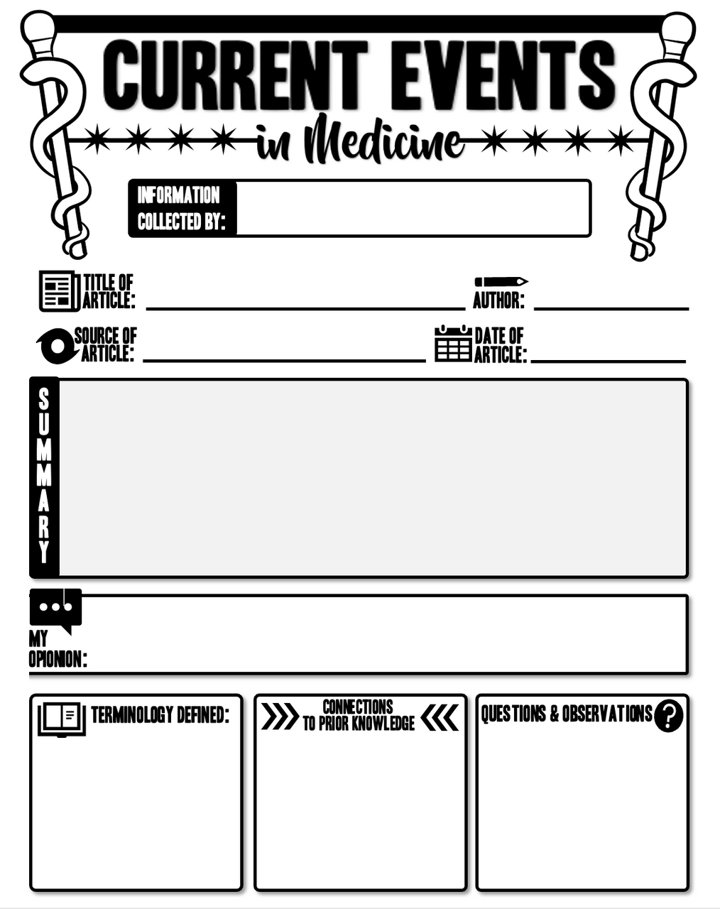 Current Events in Medicine Graphic Organizer Template! FREE! - Amped Up Learning current-events-worksheet-pdf