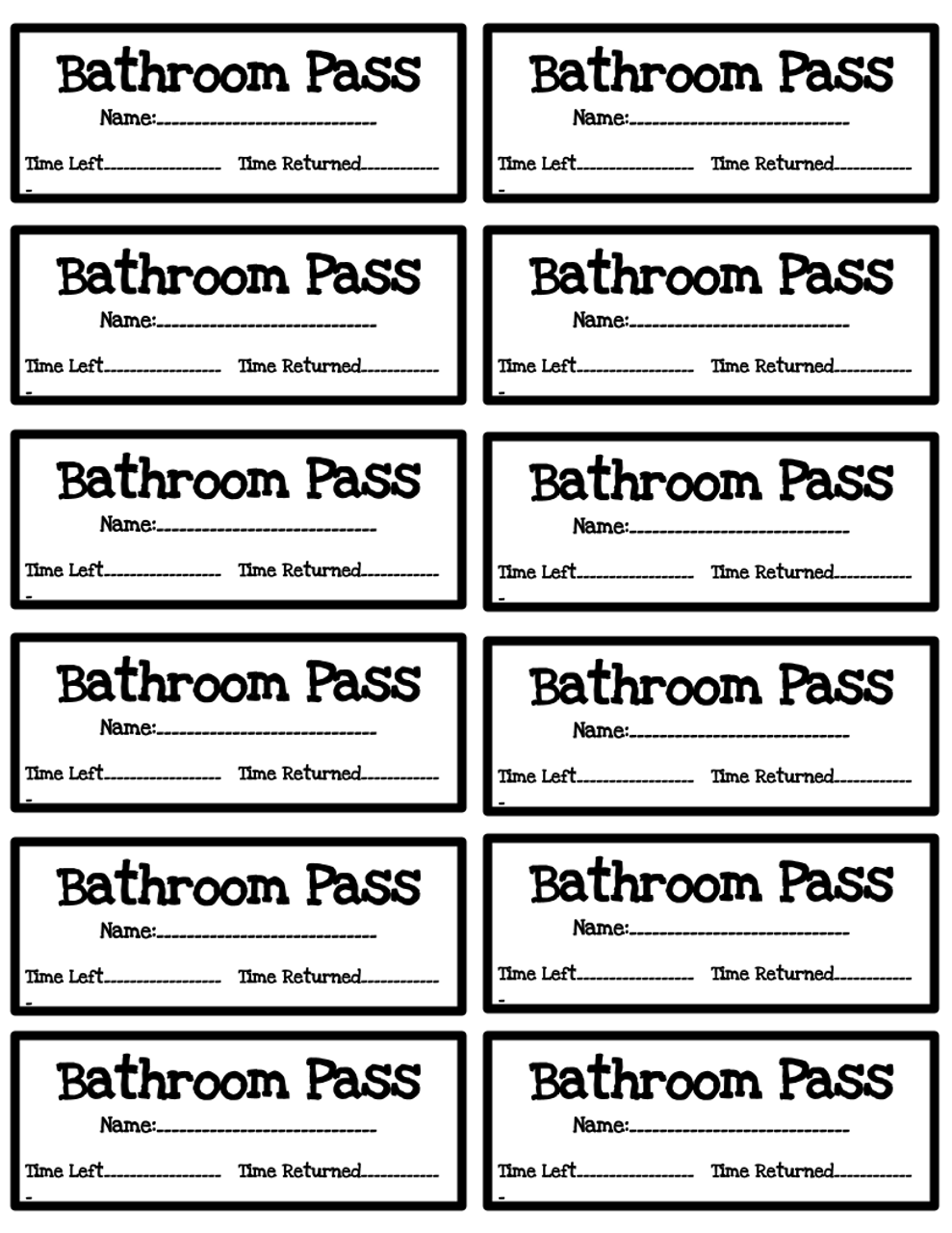Bathroom Passes Template - Editable bathroom-passes-template-editable