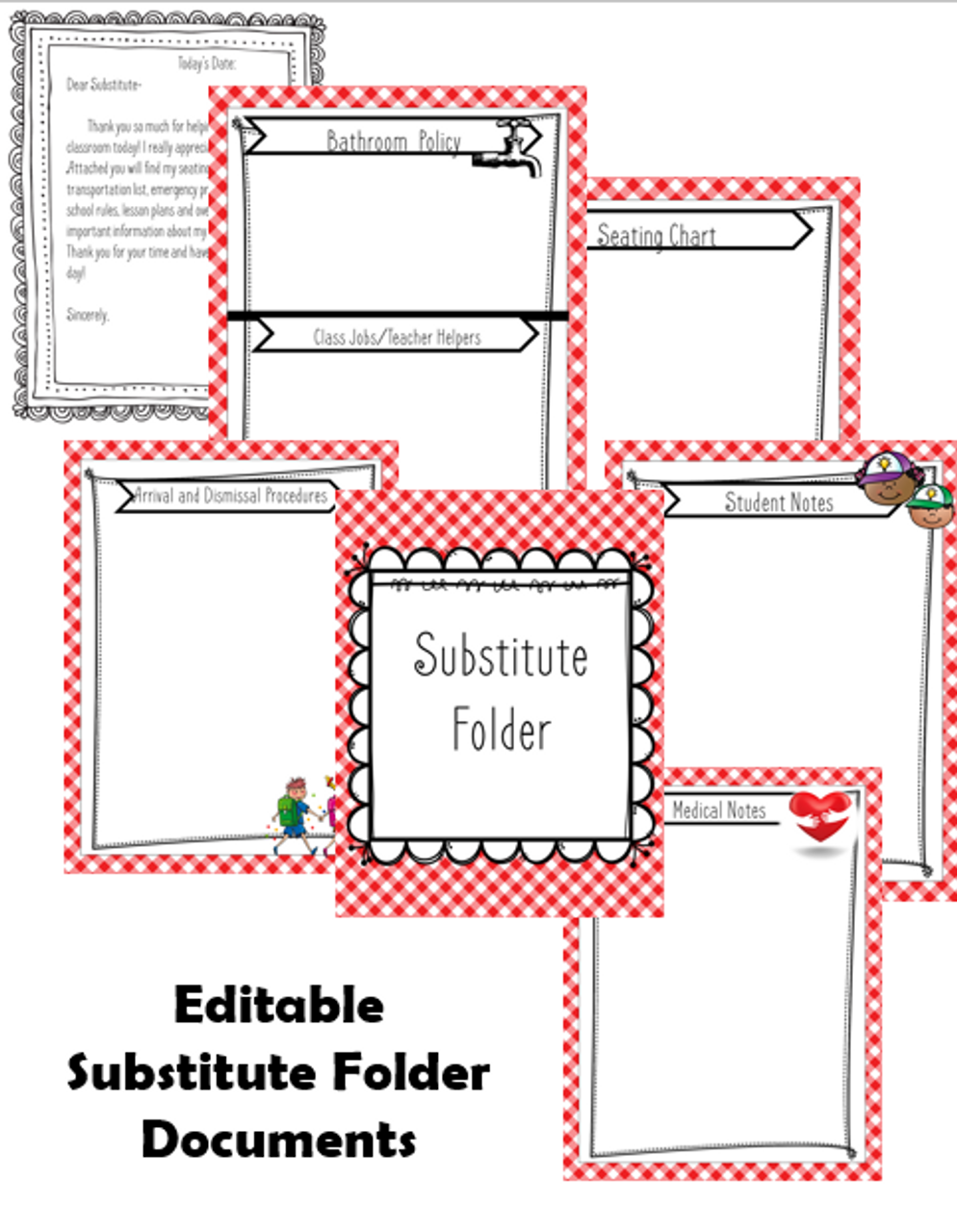 Emergency Substitute Plans Template and Editable Sub Folder- FREE