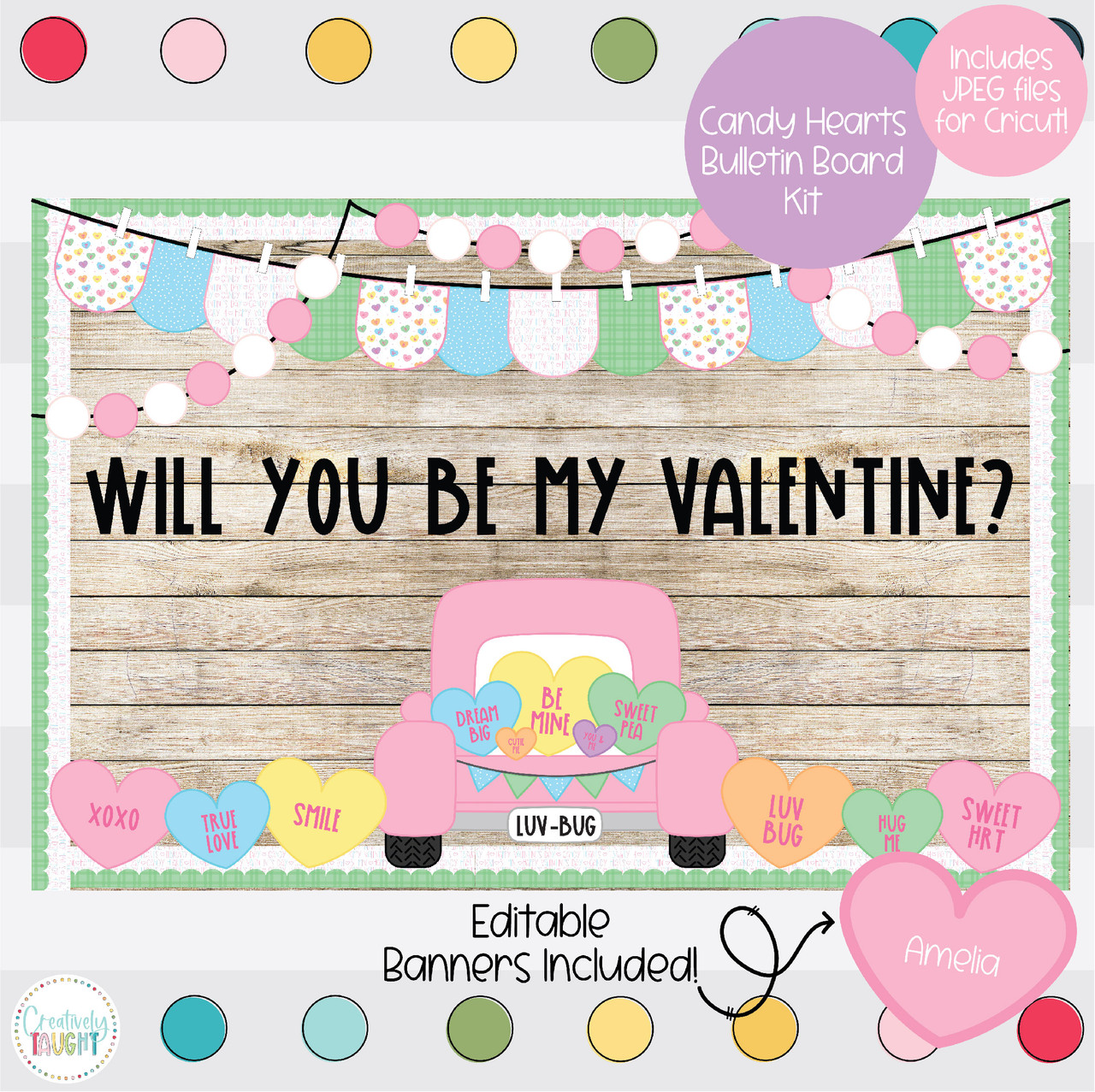 Candy Heart Truck - Valentines - February Bulletin Board Kit