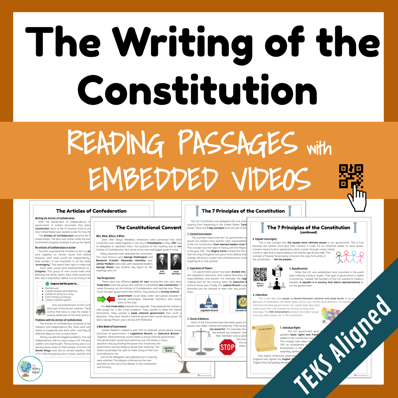 Writing of the Constitution | 7 Principles - Digital & Printable Reading Passages