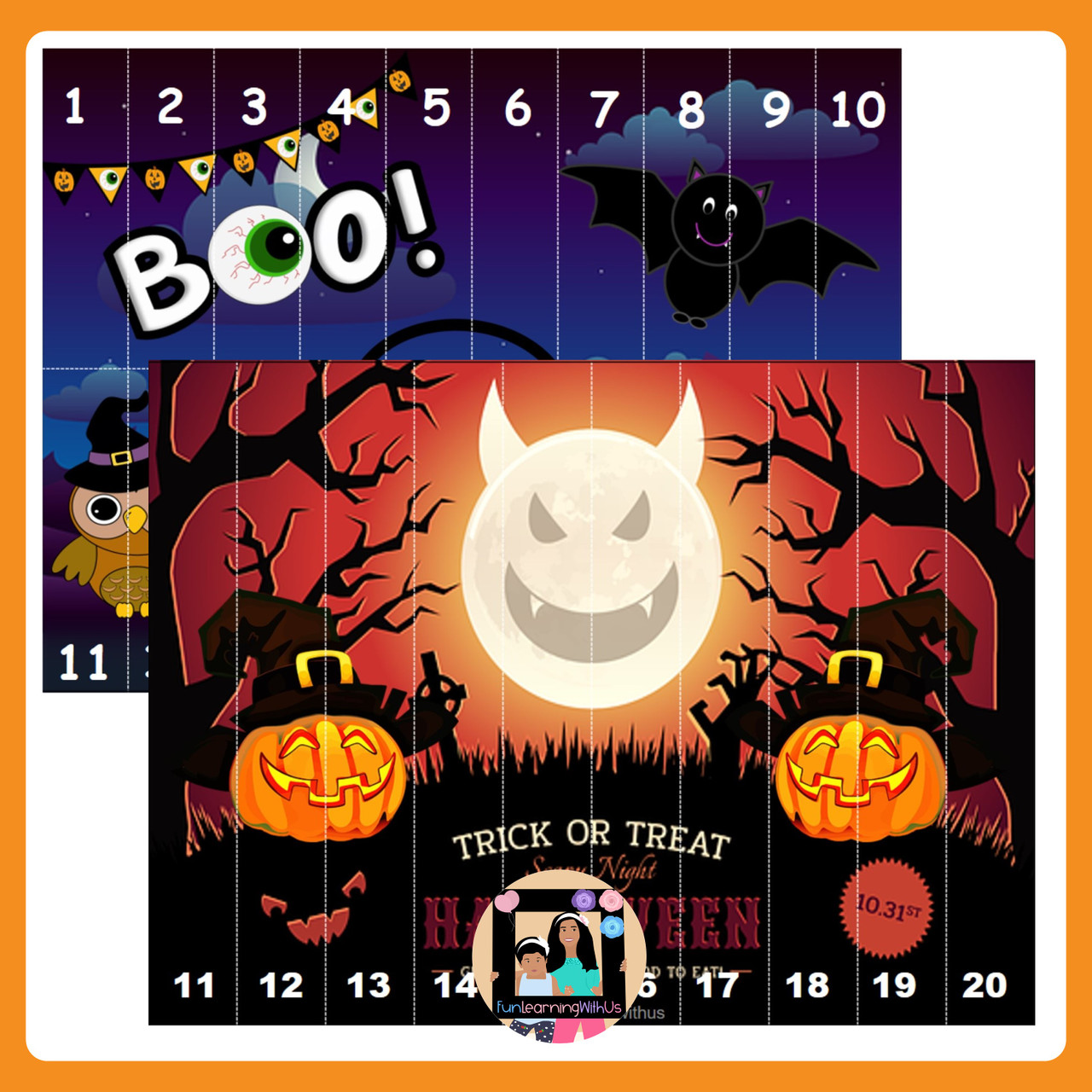 Number Sequencing Puzzle Number Sense Activity(1-20) Halloween Theme Puzzle