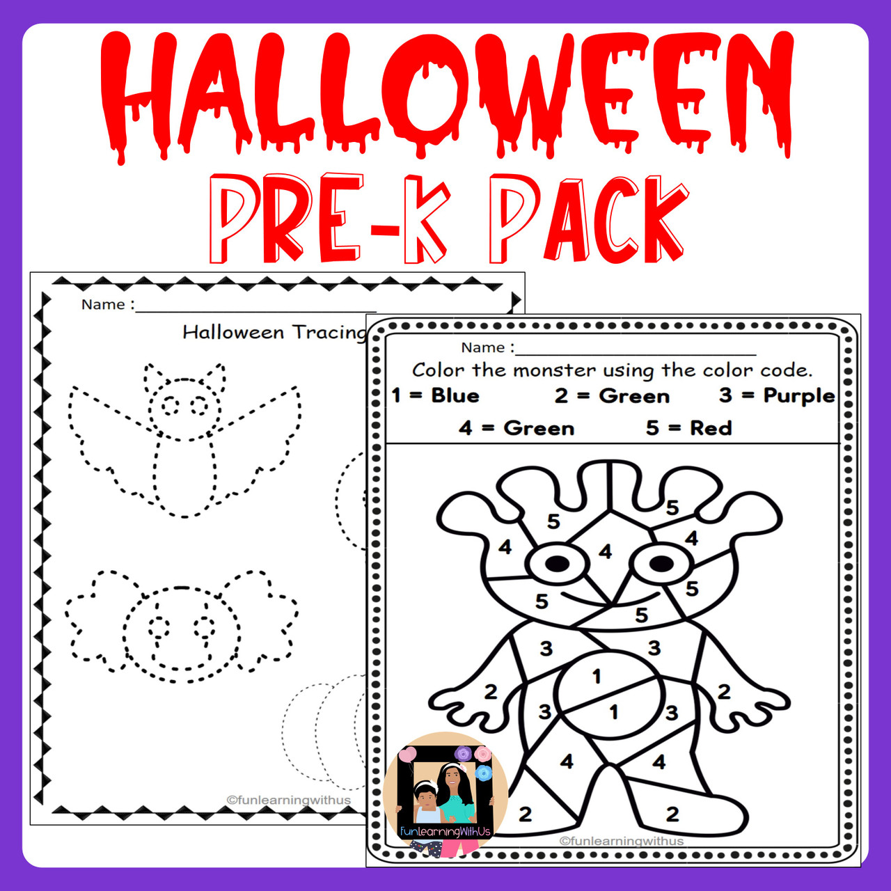  Halloween Pre-K Pack| Halloween Theme Worksheets| Seasonal Printables