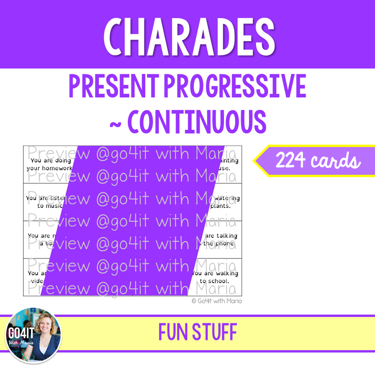 Charades Game | Present Progressive Continuous | PRINT & GO PDF
