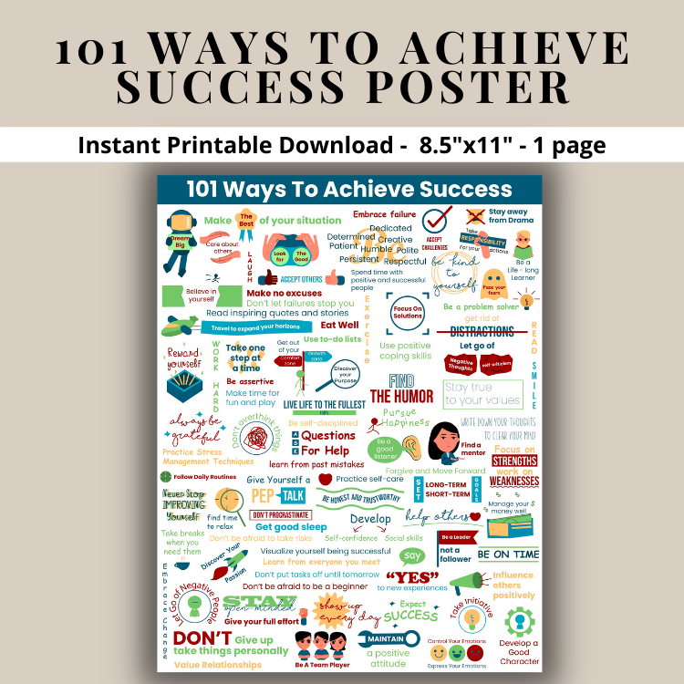 Success Skills Habits - 101 WAYS TO ACHIEVE SUCCESS - Growth Mindset ...