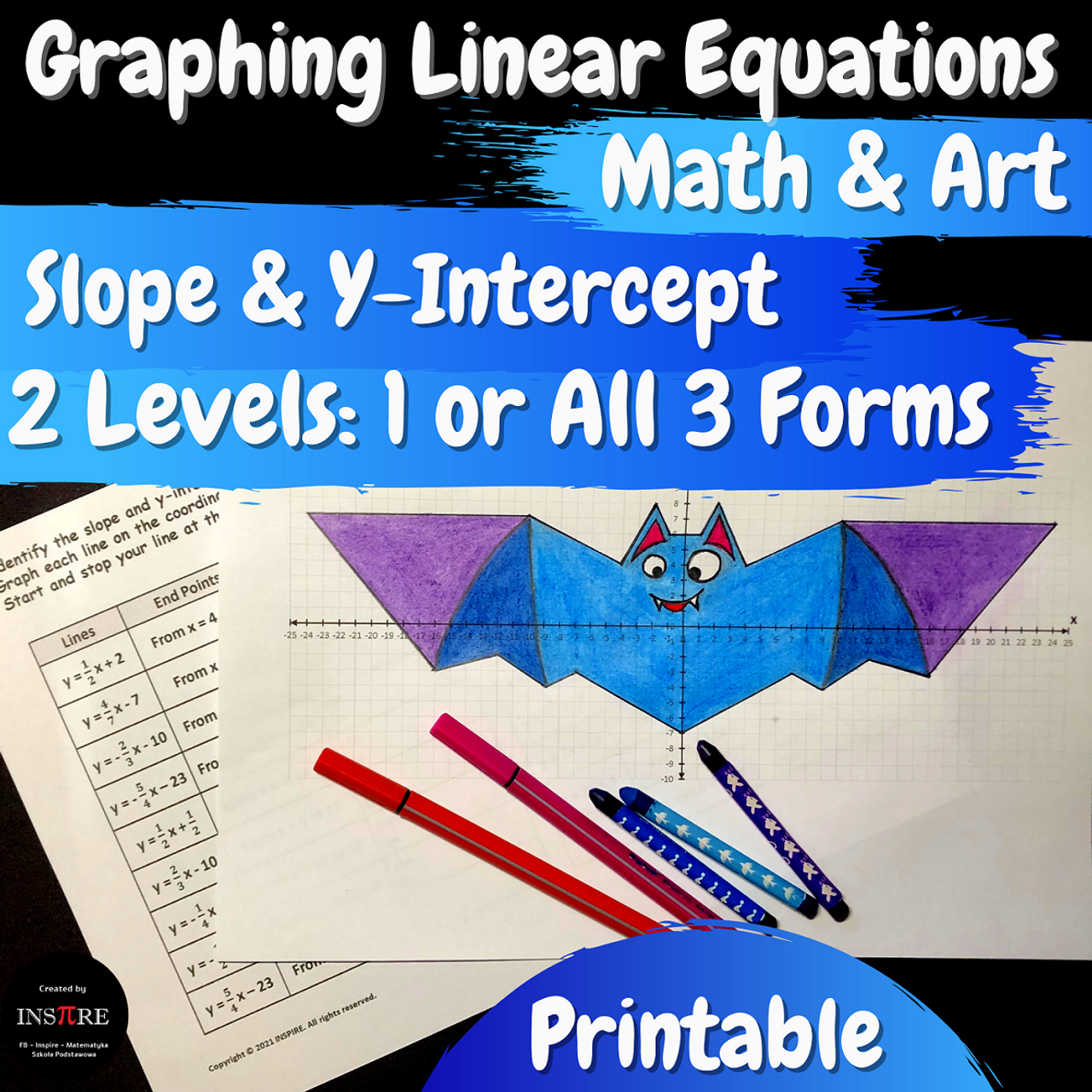 Christmas math worksheets x and y intercept