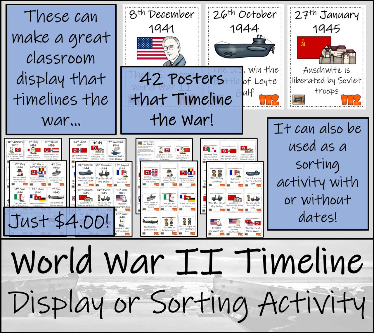 World War II Timeline Display and Sorting Activity