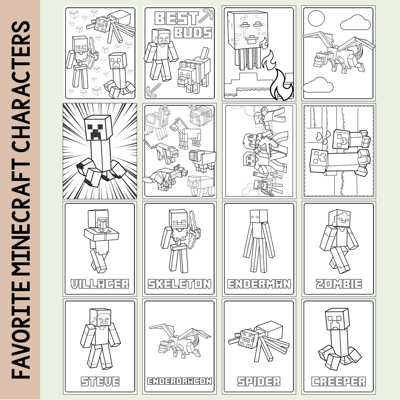 coloring pages {minecraft themed} - amped up learning