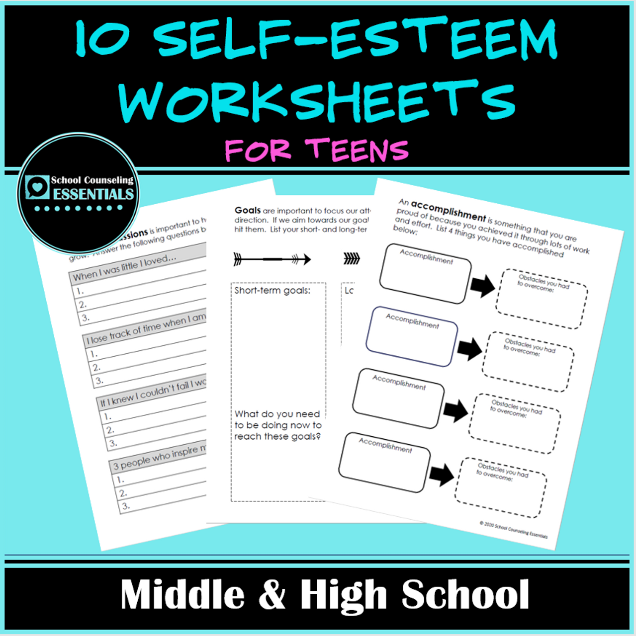 10 self esteem worksheets amped up learning