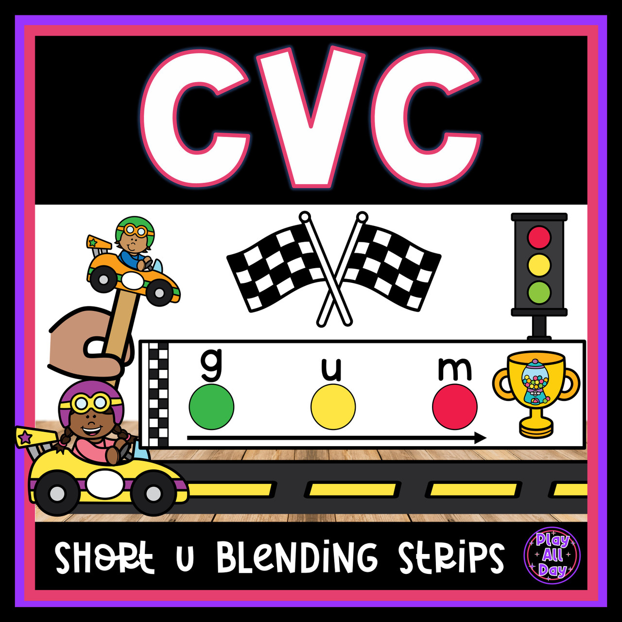 CVC Blending Strips Short U Words | Science of Reading Phonemic Awareness