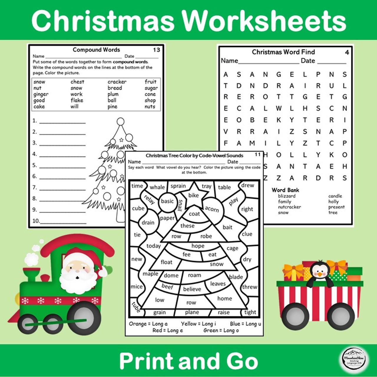 christmas worksheets morning work print and go