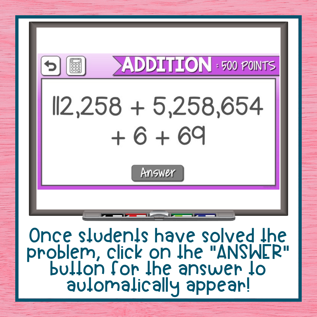4th Grade Addition Subtraction Multiplication & Division Math Game Show