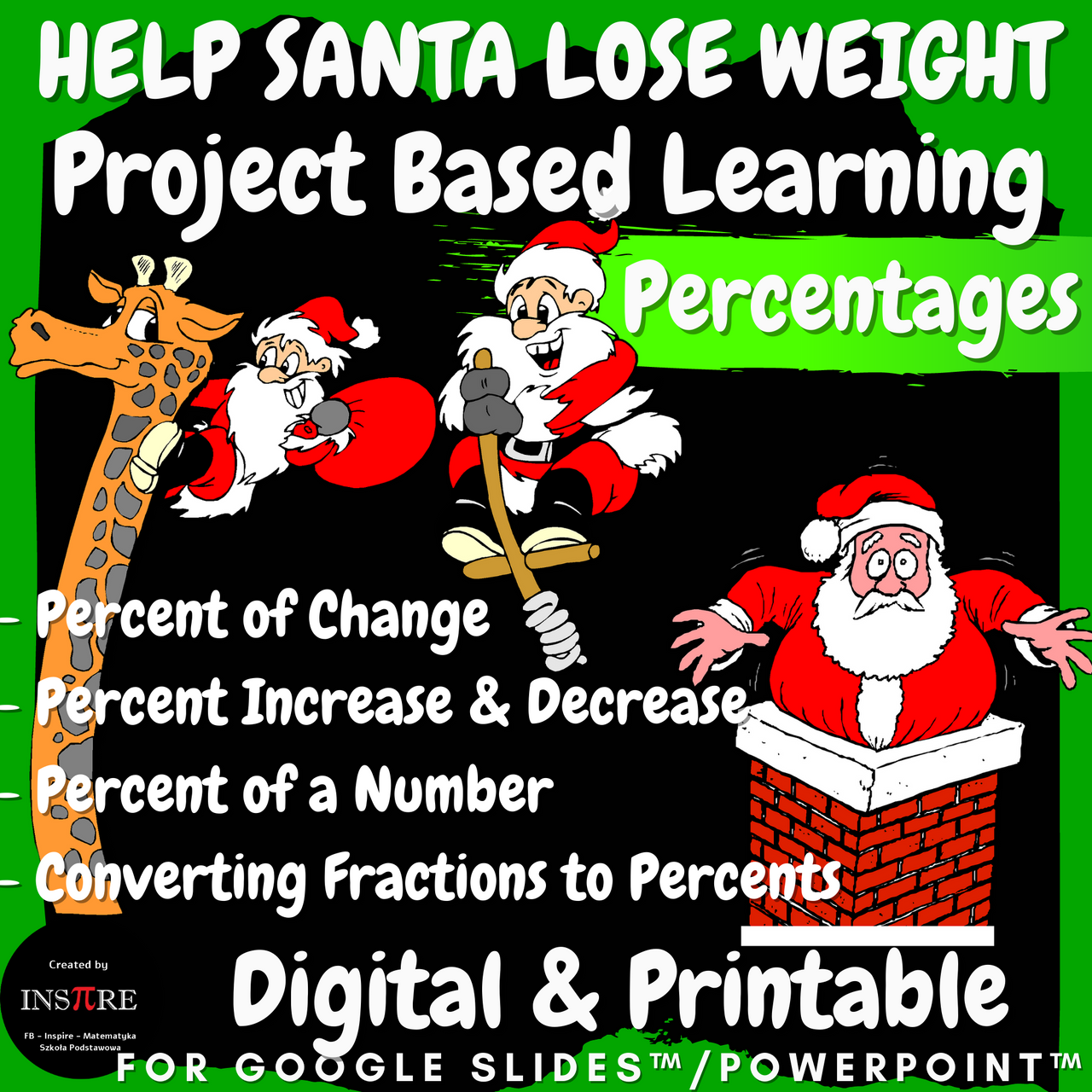 Christmas Math Project Percent Percentages Project Based Learning Santa  Winter