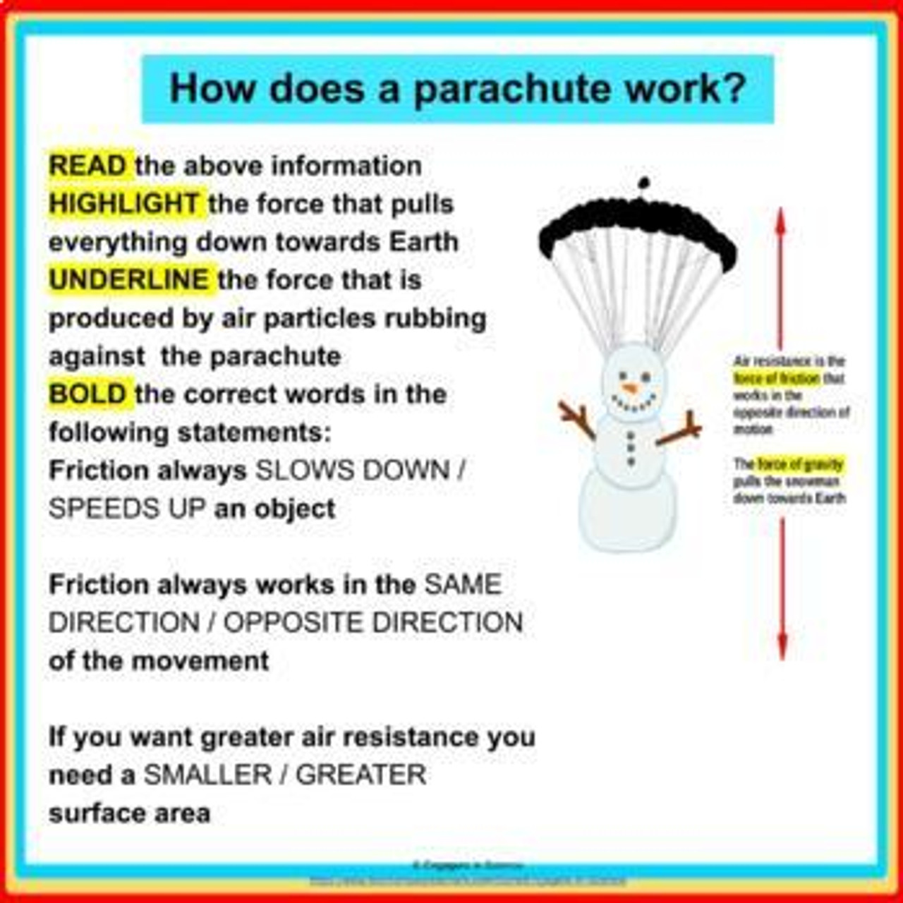 Winter holiday parachuting STEM project MS ETS1-2 MS ETS1-4 5-PS2-1