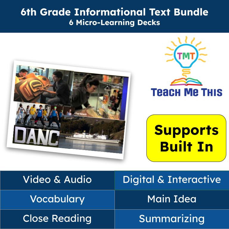 6th grade Informational Text Reading Passage and Activities BUNDLE
