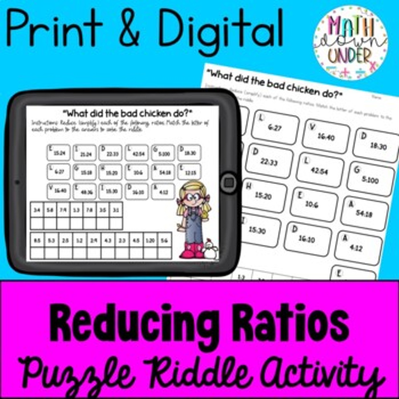 Reducing Ratios (Equivalent Ratios) Puzzle Activity - PDF & Distance Learning