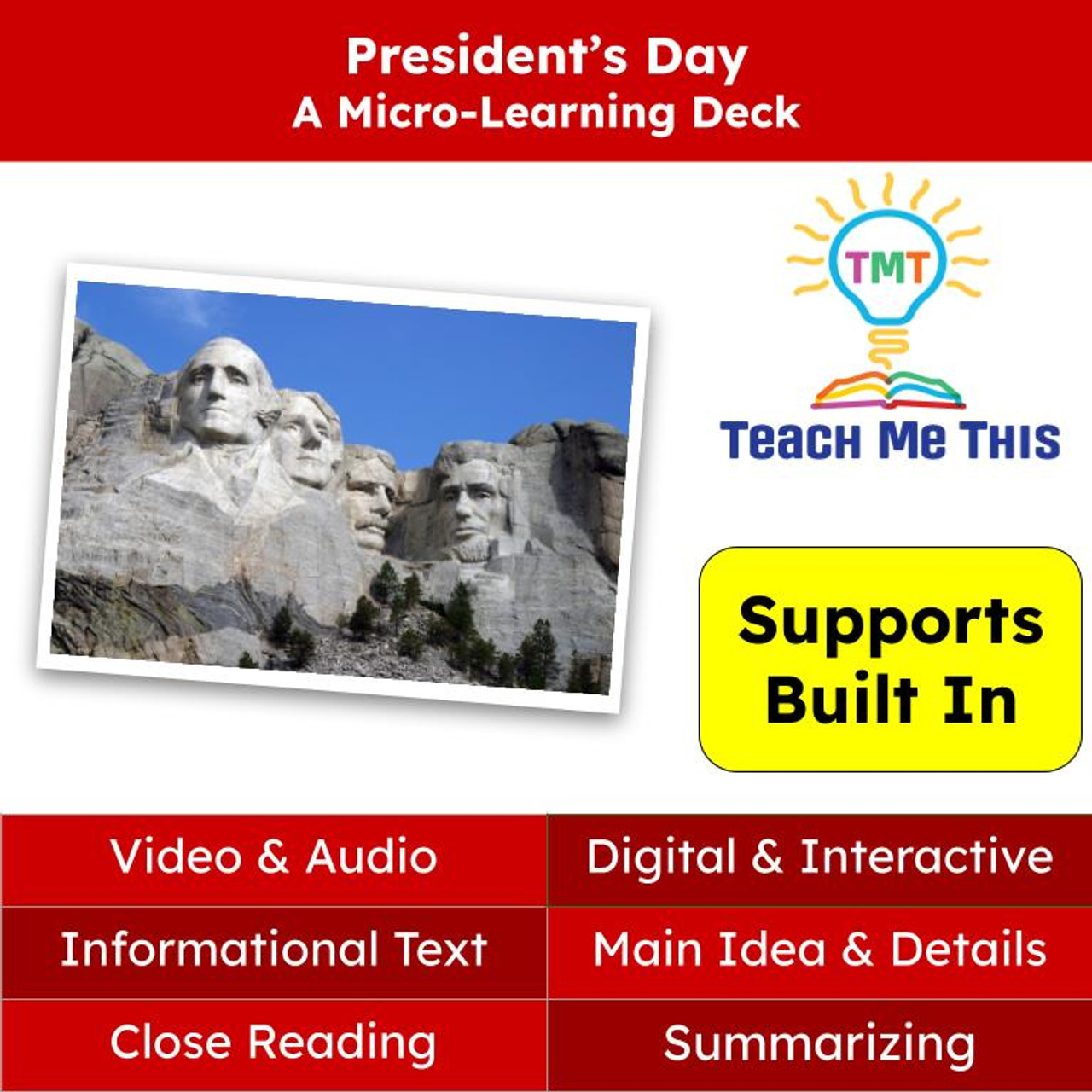 President's Day Informational Text Reading Passage and Activities
