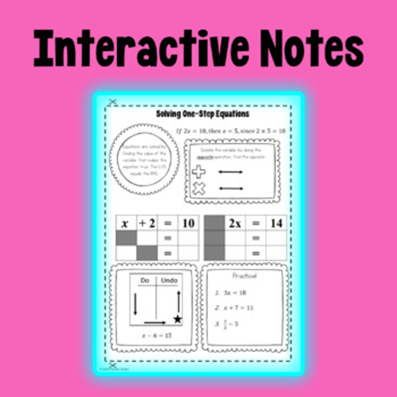 Solving One Step Equations Activities Notes Coloring Practice Solving One Step Equations Activities Notes Coloring Practice