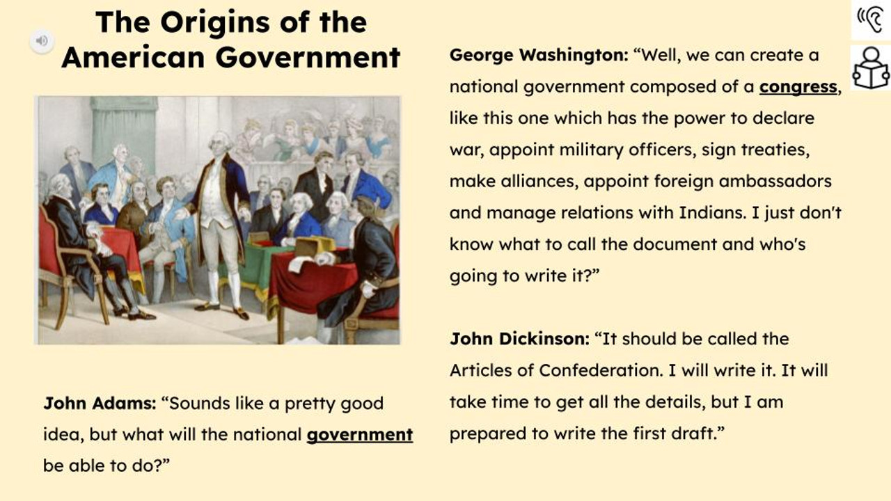 American Revolution Government  Informational Text Reading Passage and Activities