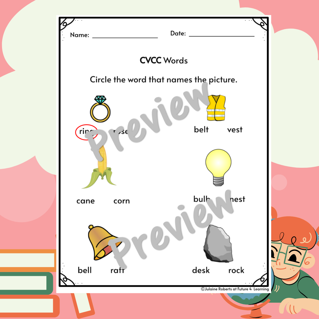 Phonics CVC, CVCC and CCVC Worksheets
