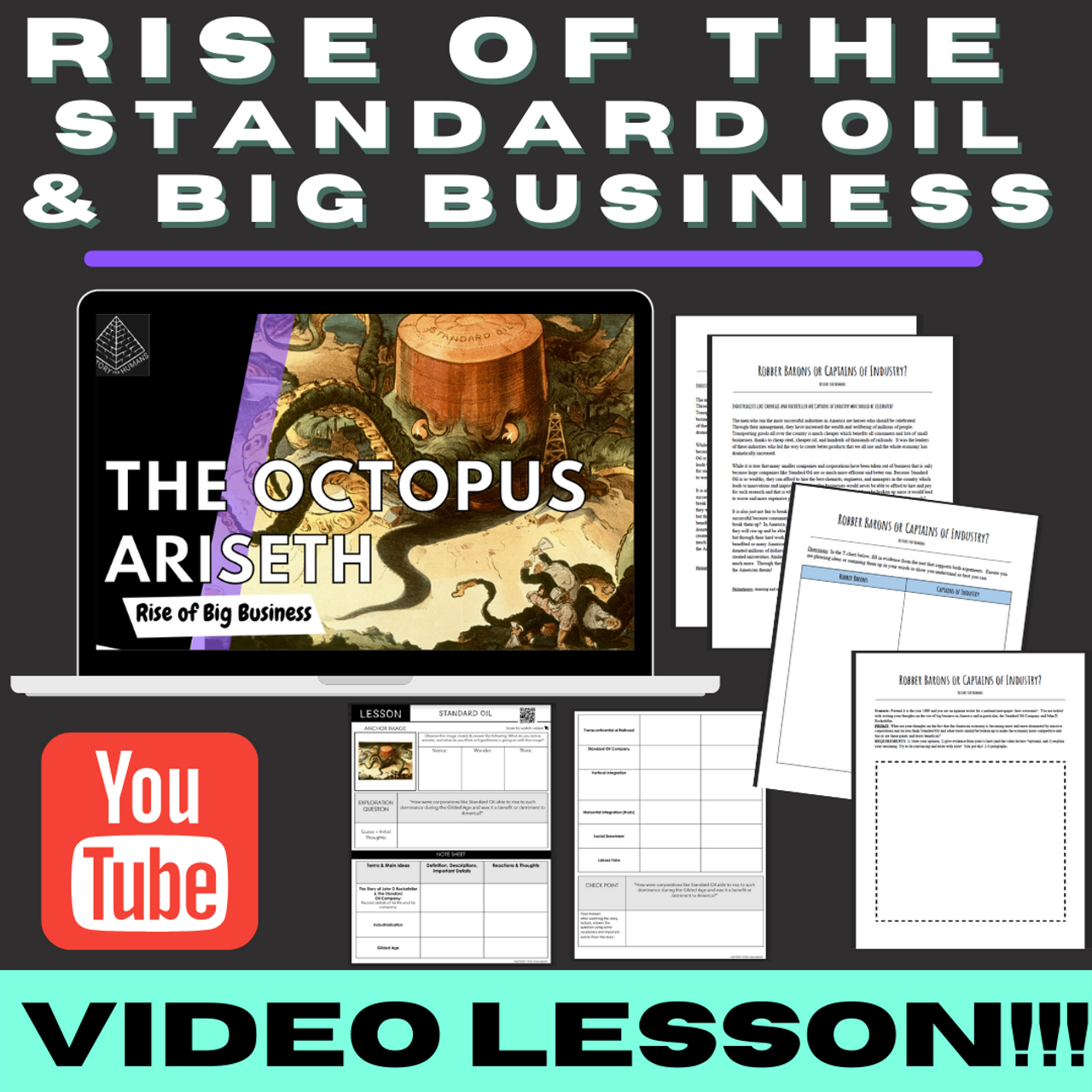 Video lesson of the story of John D Rockefeller and the rise of Standard Oil trust that also tells the larger story of the rise of big business in America and how it impacted the economy.