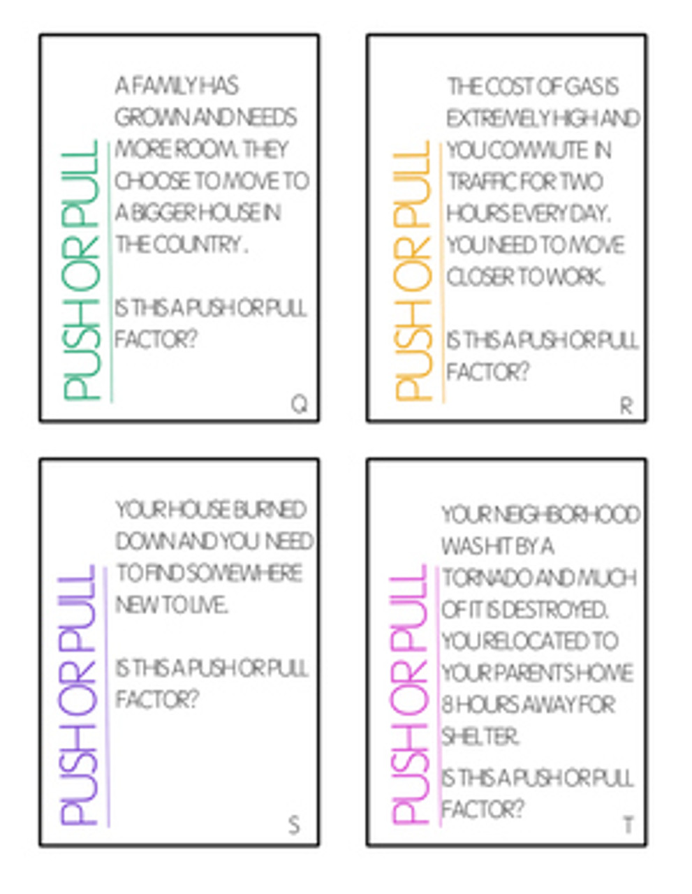 Geography: Push and Pull Factors on Human Migration (GAME ONLY)