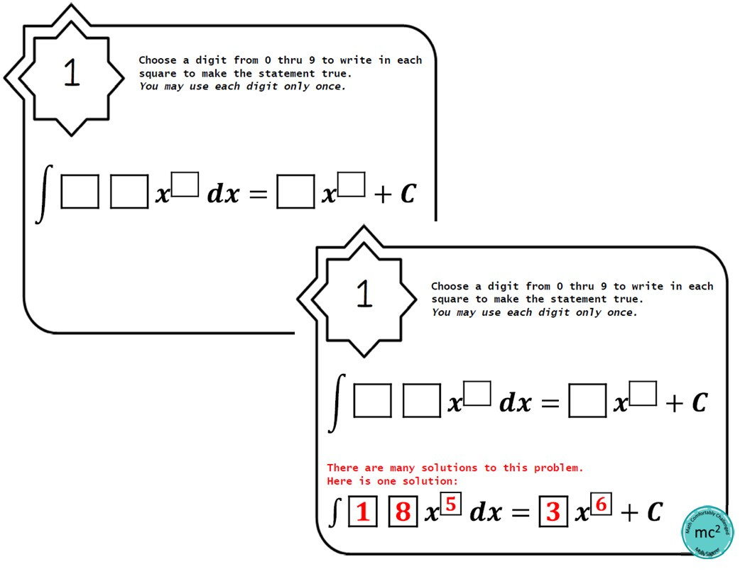 Open Middle Calculus Antiderivatives Problems