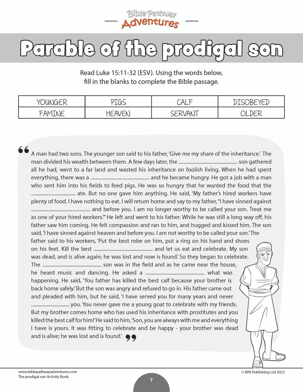 Bible Parable: The Prodigal Son workbook