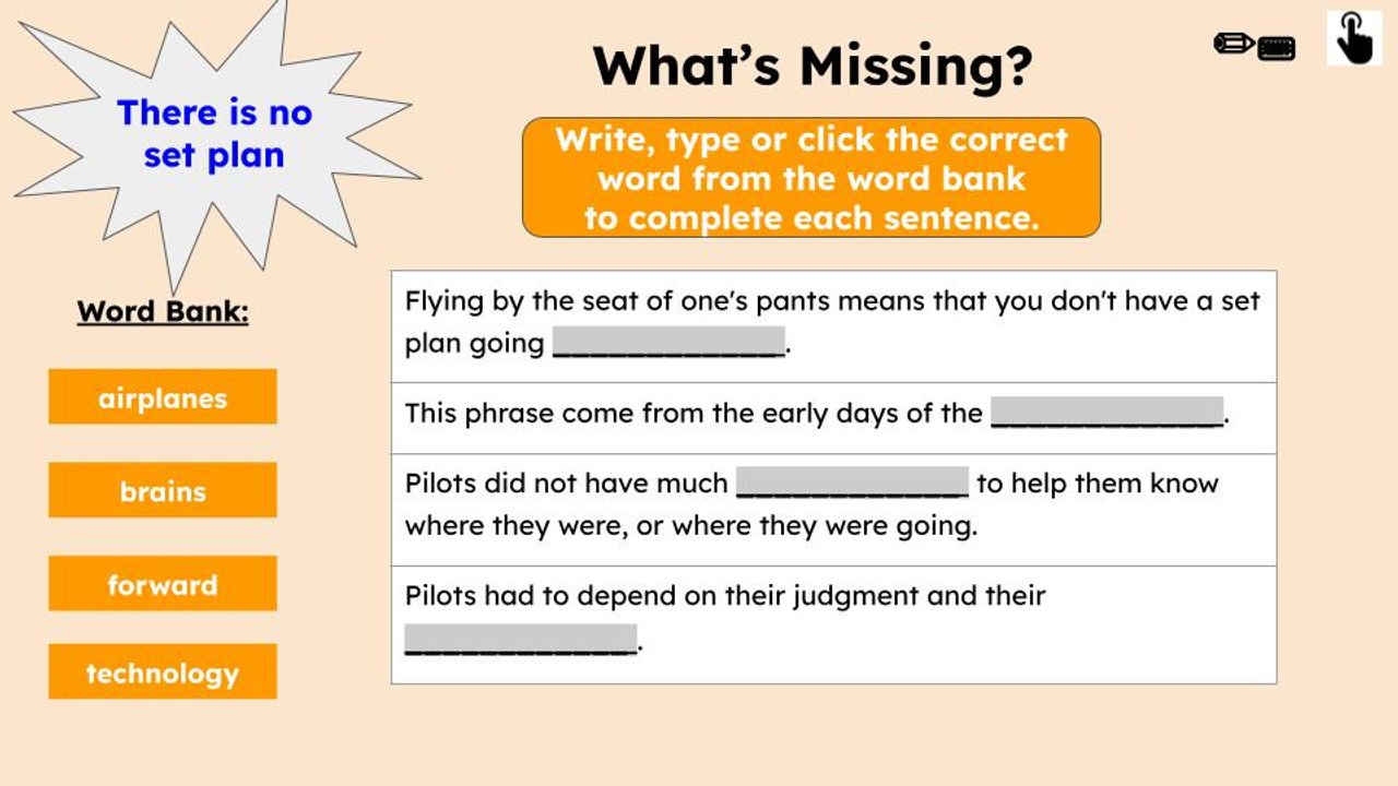 Fly by the Seat of One #39 s Pants Figurative Language Reading Passage and Fly by the Seat of One #39 s Pants Figurative Language Reading Passage and