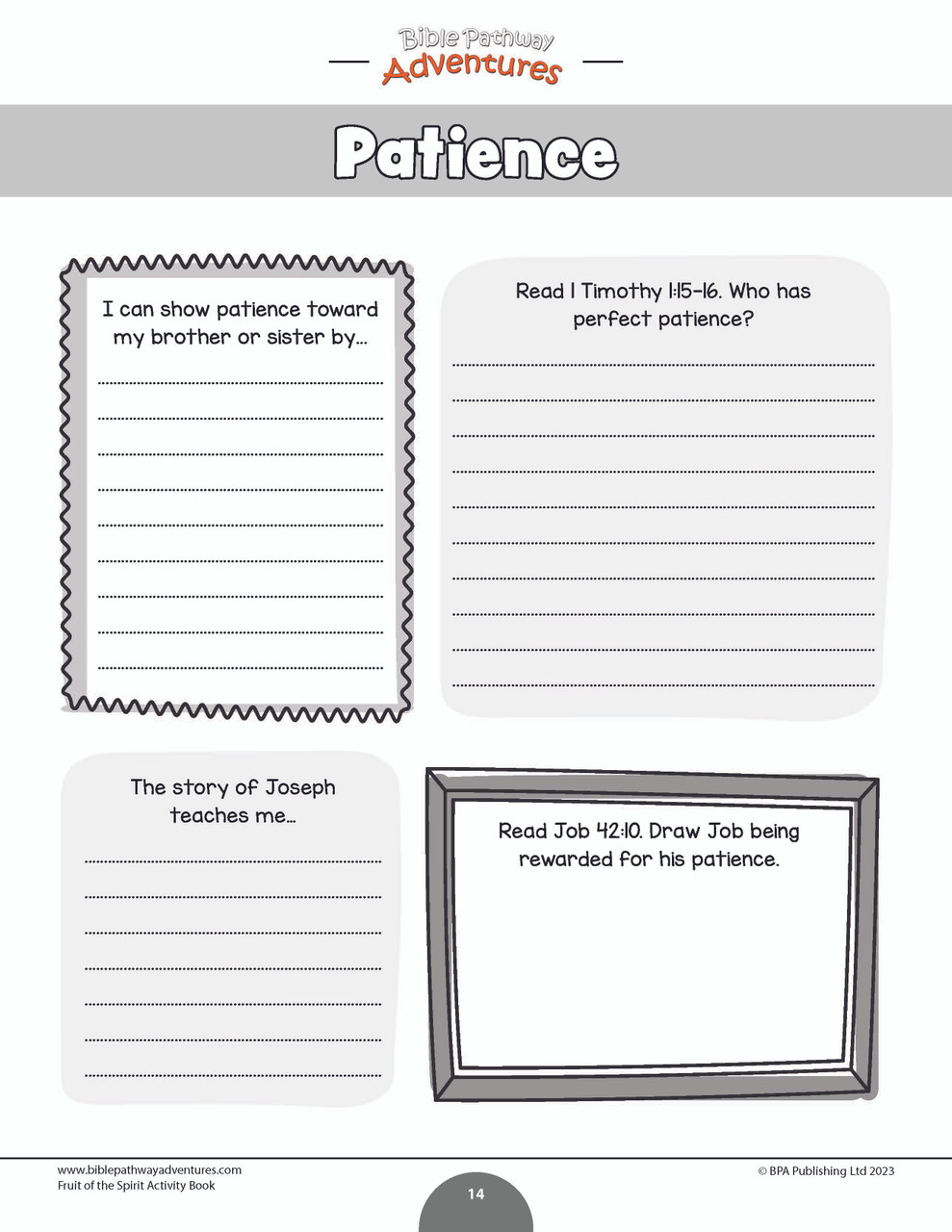 Patience: Fruit of the Spirit Activity Book