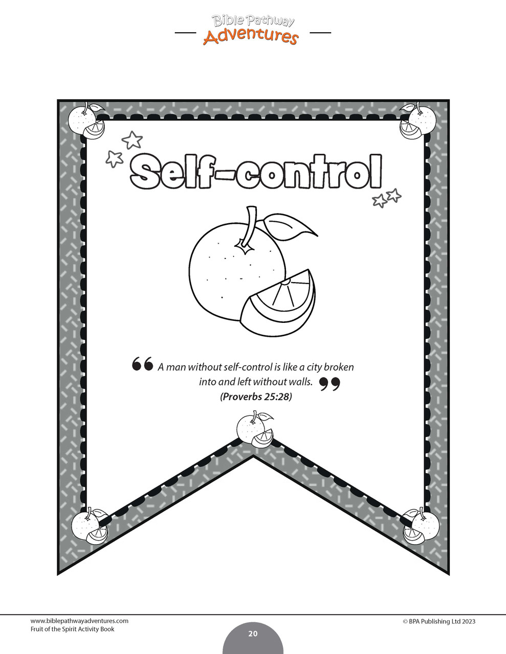 Self-control: Fruit of the Spirit Activity Book