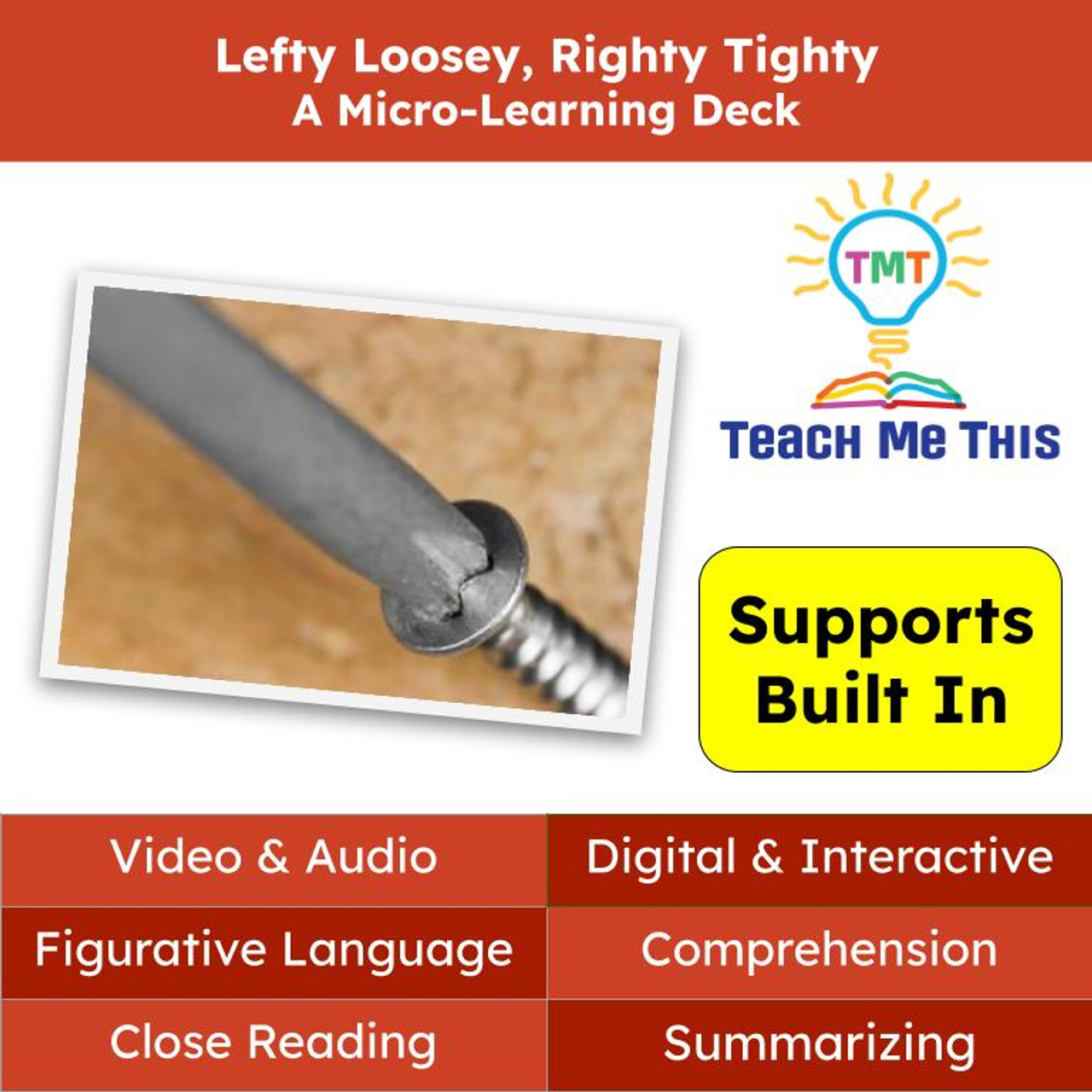 Lefty Loosey, Righty Tighty Figurative Language Reading Passage and Activities