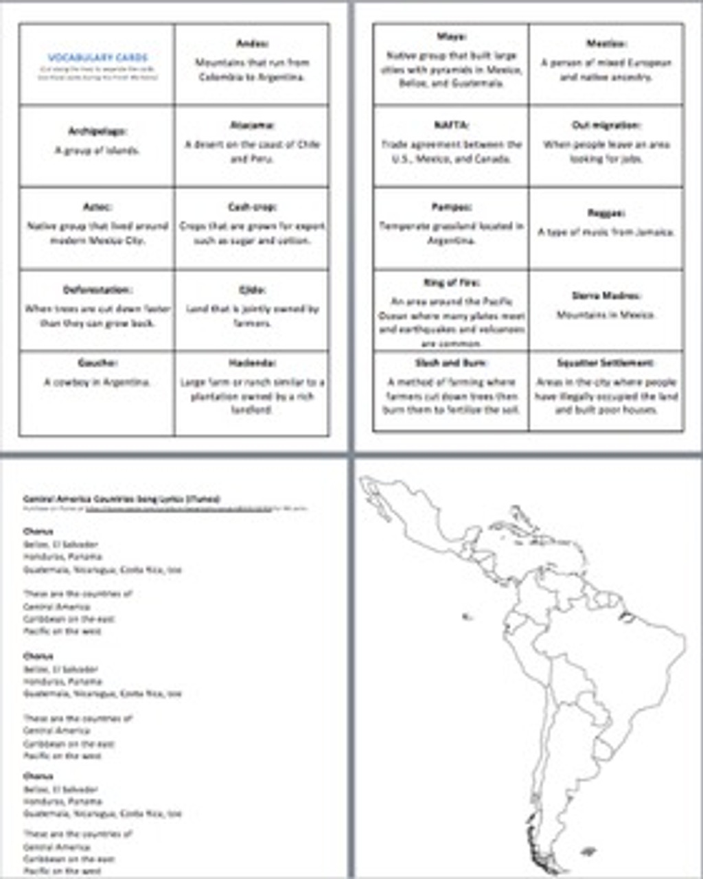 Geography, South & Central America Passport Cooperative Activity