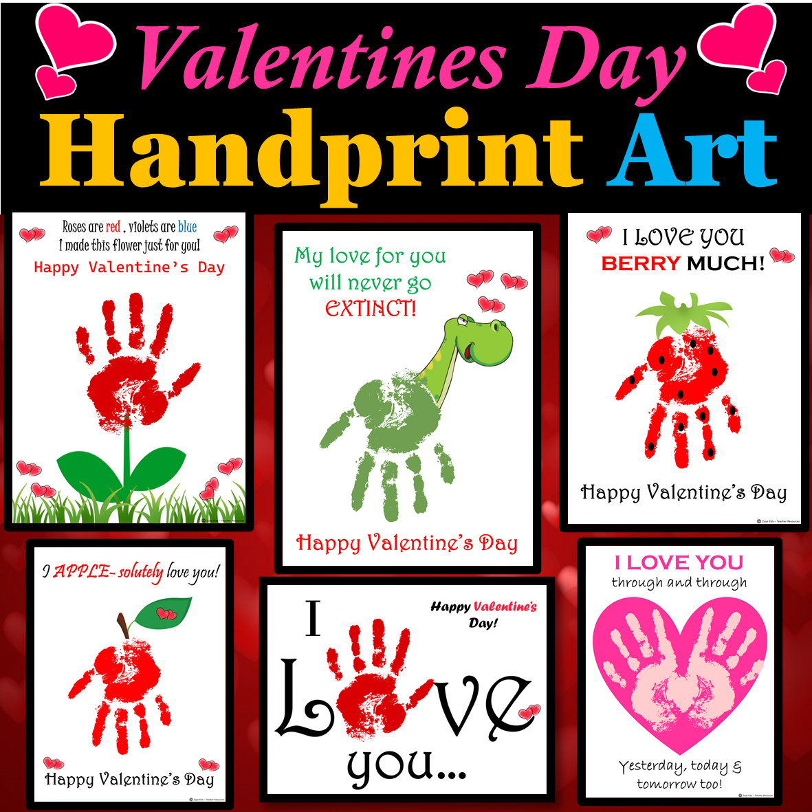 Valentines Day Handprint Art, Keepsake Art, Valentines Day