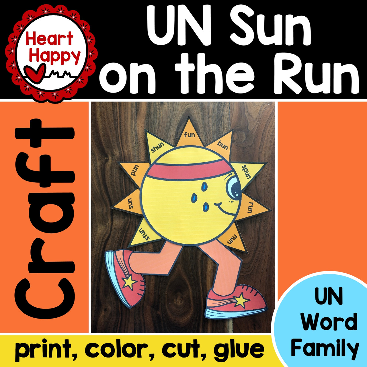 UN Word Family Craft |  UN Sun on the Run | Short U Craft