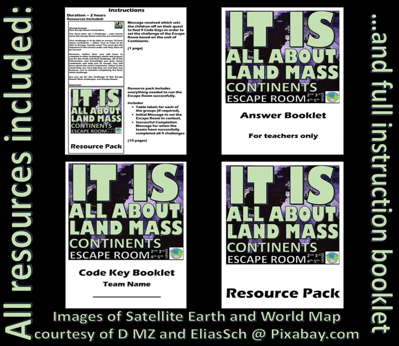 Geography ESCAPE ROOM Continents 9 Challenges, Resources, Workbook