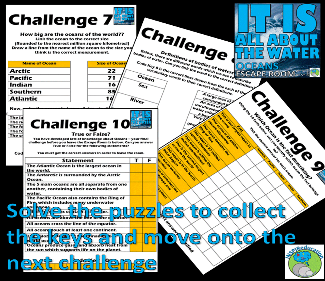 Geography ESCAPE ROOM OCEANS 5 Oceans, 10 Challenges, Answer Key